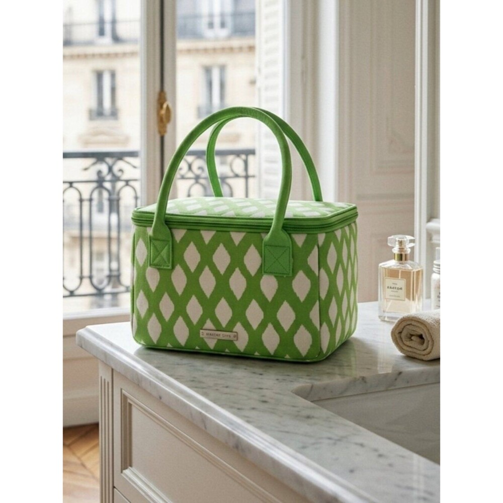 MSC Mainstreet Connection Green & White Lattice Patterned Train Travel Bag
